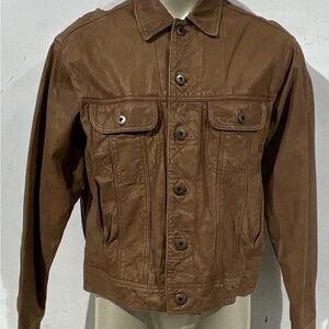 SCULLY MEN'S BROWN SOLID BUTTON FRONT WESTERN STYLE JACKET